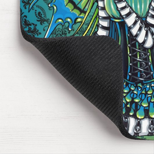 "Katy" grüne Tätowierungs-Feen-Kunst Mousepad (Ecke)