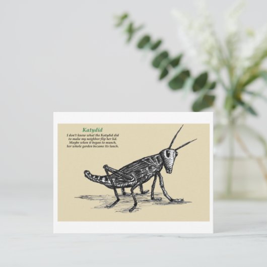 Katydid  postkarte (Stehend Vorderseite)