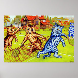 Katz beim Tennis, Louis Wain Poster