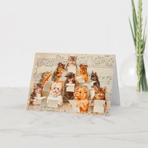 Katz & Hunde singen, Vintage Arthur Thiele Feiertagskarte