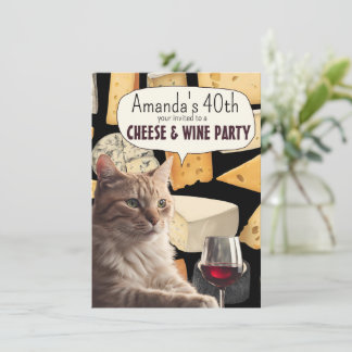 Katz Käse- und Weinparty lustige Party-Einladung Einladung