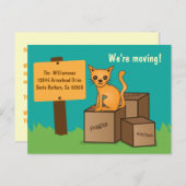 Katz mit Schachtel - Wir bewegen Postkarte (Vorne/Hinten)