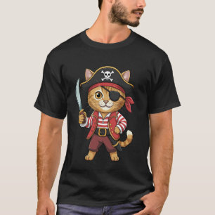 Katz Piraten Jungen Mädchen Kinder Totenkopf Hallo T-Shirt