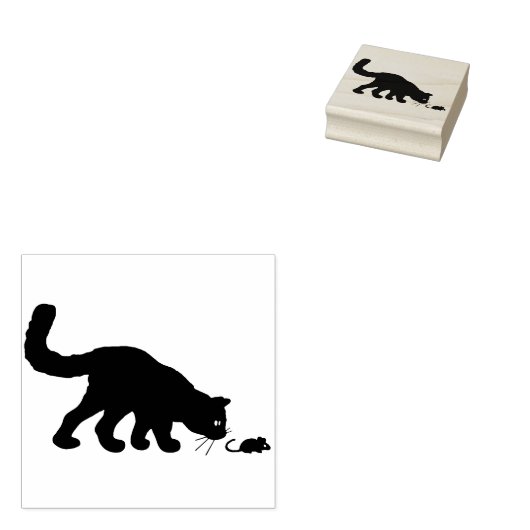 Katz- und Maus-Silhouette Briefmarke Gummistempel (Stempel)
