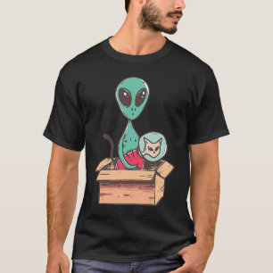 Kätzchen Alien Pappe Raumschiff Kosmonaut Katze T-Shirt