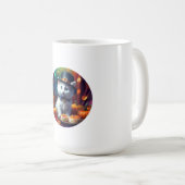 Kätzchen als Pilgrim isst Erntedank Kaffeetasse (VorderseiteRechts)
