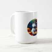 Kätzchen als Pilgrim isst Erntedank Kaffeetasse (Vorderseite Links)