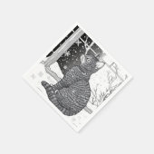 Kätzchen am Fenster Schneeflocken Sternenhimmel Serviette (Ecke)