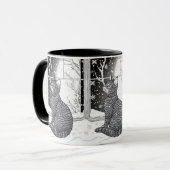 Kätzchen am Fenster Schneeflocken Sternenhimmel Tasse (Vorderseite Links)