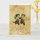 Kätzchen am Hochzeitstag Karte (Gelbe Blume)