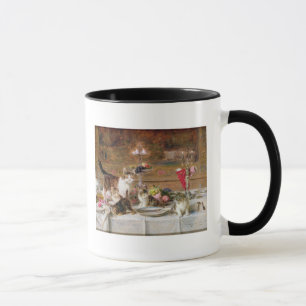 Kätzchen an einem Bankett, 19. Jahrhundert Tasse