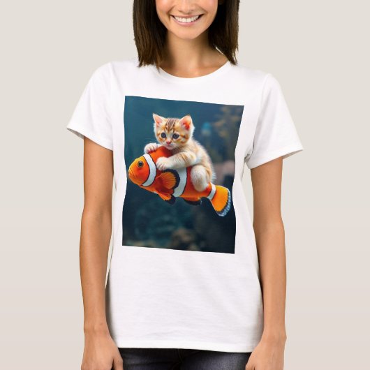 Kätzchen auf Clownfisch T-Shirt (Vorderseite)