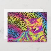 Kätzchen auf dem Hintergrund des Regenbogenleopard Postkarte (Vorne/Hinten)