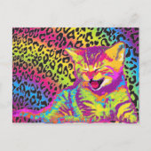 Kätzchen auf dem Hintergrund des Regenbogenleopard Postkarte (Vorderseite)