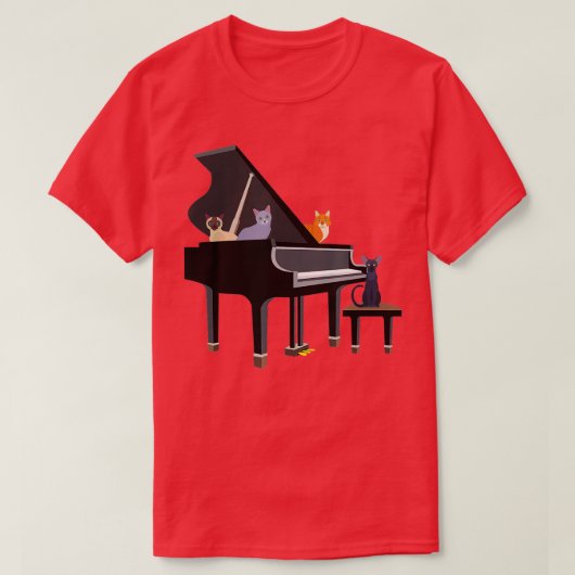 Kätzchen auf dem Klavier-Shirt für Katzenamme T-Shirt (Design vorne)