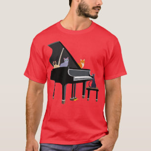 Kätzchen auf dem Klavier-Shirt für Katzenamme T-Shirt