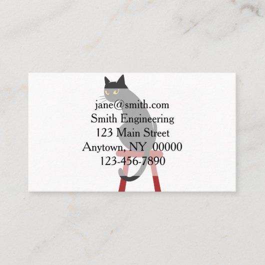 Kätzchen auf Holzhocker - Rücken Farbe Visitenkarte (Vorderseite)