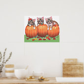 Kätzchen auf Pumpkins Print Poster (Küche)