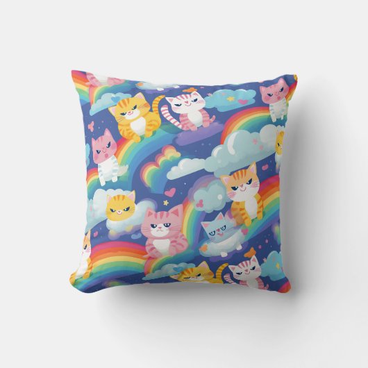 Kätzchen auf Rainbows Kissen (Vorderseite)