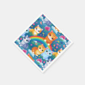 Kätzchen auf Regenbogen Niedlich und farbenfroh Serviette (Ecke)