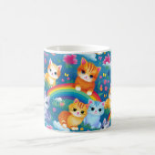 Kätzchen auf Regenbogen Sweet Cats in Flower Garde Kaffeetasse (Mittel)