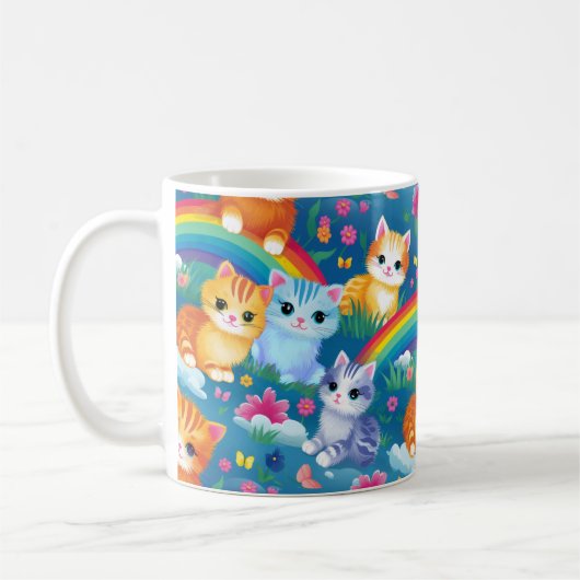 Kätzchen auf Regenbogen Sweet Cats in Flower Garde Kaffeetasse (Links)