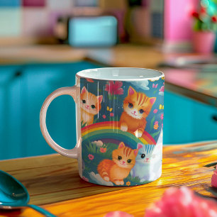 Kätzchen auf Regenbogen Sweet Cats in Flower Garde Kaffeetasse
