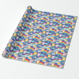 Kätzchen auf Regenbogenwolken Happy Cat Lover Geschenkpapier