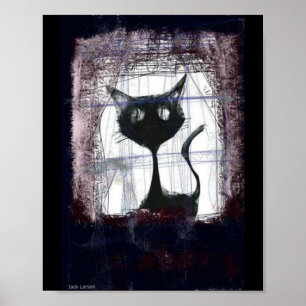 Kätzchen-aufpassender Regen vom Fenster. .art Poster
