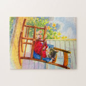 Kätzchen aus den 30er Jahren, die auf einem Porch- Puzzle (Horizontal)