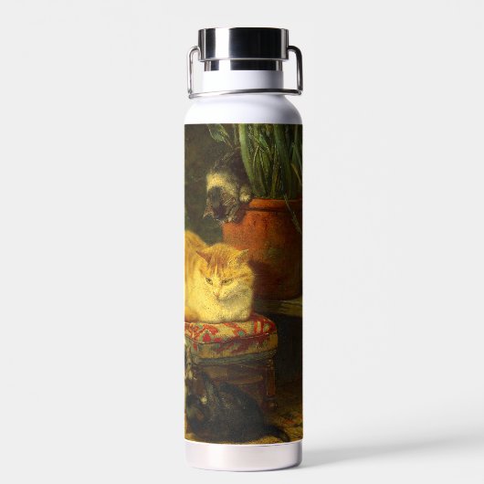 Kätzchen beim Spielen Trinkflasche (Rückseite)