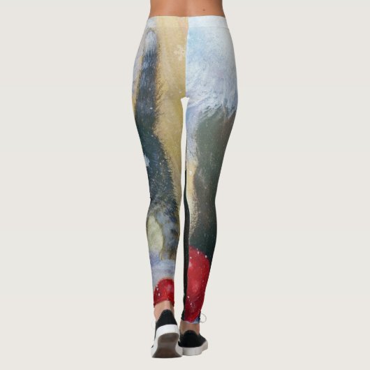 Kätzchen beim Weihnachtsboot Leggings (Rückseite)