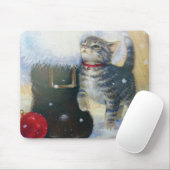 Kätzchen beim Weihnachtsboot Mousepad (Mit Mouse)