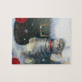 Kätzchen beim Weihnachtsboot Puzzle (Horizontal)