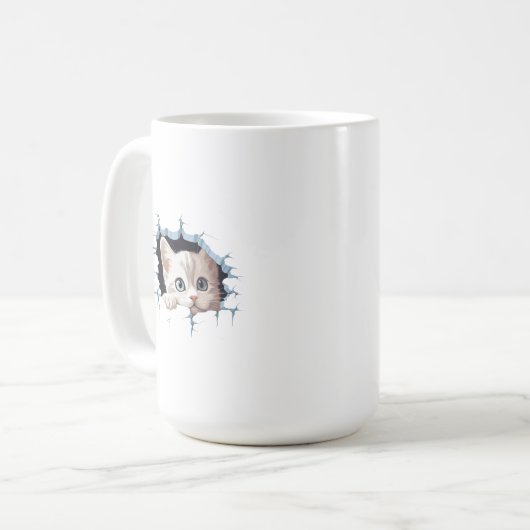 Kätzchen Brechen durch Tasse-Cup Kaffeetasse (Vorderseite Links)