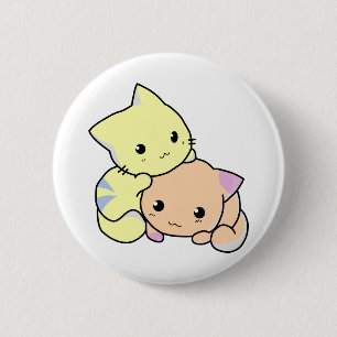 Kätzchen Cartoon Schnurrbart Katzen Niedlich Kätzc Button