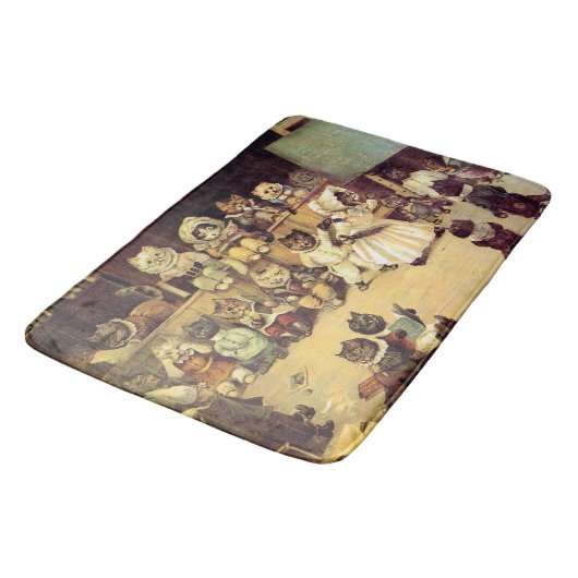 Kätzchen der Schule einer Katze, Louis Wain Badematte (Schrägansicht)