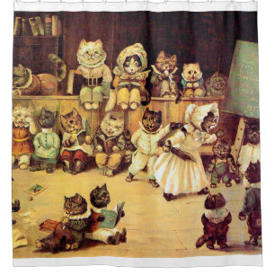 Kätzchen der Schule einer Katze, Louis Wain Duschvorhang