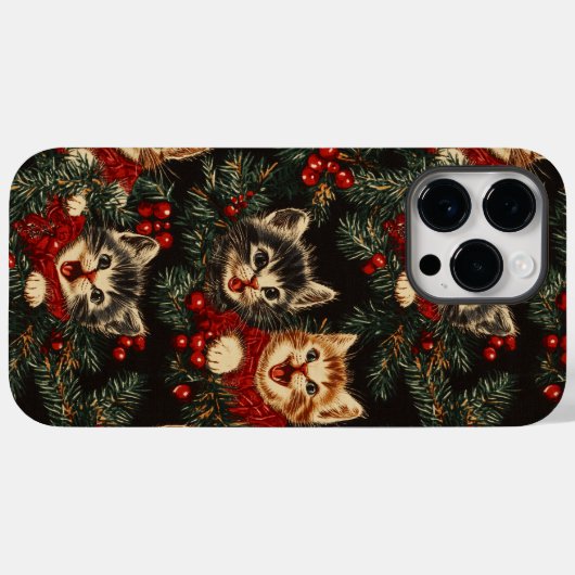 Kätzchen, die in den Sweatern an Weihnachtsbaum si Case-Mate iPhone Hülle (Rückseite (Horizontal))