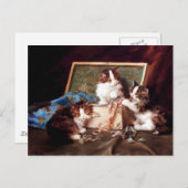 Kätzchen, die mit einer Heftkastenmalerei spielen Postkarte (Vorne/Hinten)