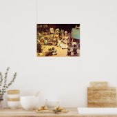 Kätzchen einer Katze-Schule, Louis Wain Poster (Küche)