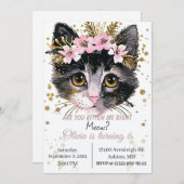 Kätzchen Einladung zum Geburtstag , Katzenpflaster (Vorne/Hinten)