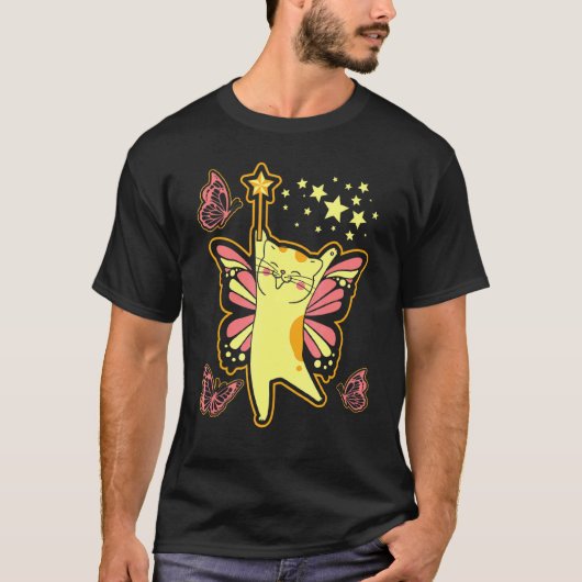 Kätzchen Fee Schmetterling Katze T-Shirt (Vorderseite)