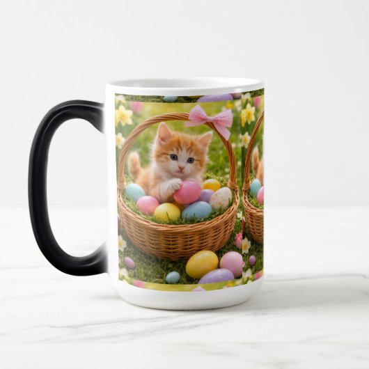 Kätzchen-Foto-Osterhasen-Muster Verwandlungstasse (Links)