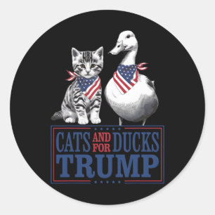 Kätzchen für Trump 2024 Katzen und Enten für Trump Runder Aufkleber