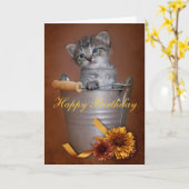 Kätzchen-Geburtstags-Karte Karte (Gelbe Blume)