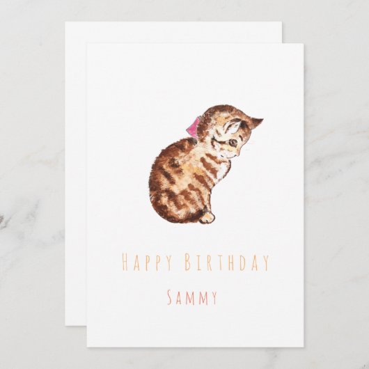 Kätzchen Geburtstagskarte Einladung (Vorne/Hinten)