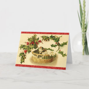 Kätzchen gemütlich zur Weihnachtszeit Restauriert  Feiertagskarte