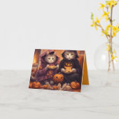 Kätzchen Halloween-Party Karte (Gelbe Blume)