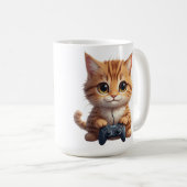Kätzchen hält Spielcontroller Gamer-Katze Kaffeetasse (VorderseiteRechts)